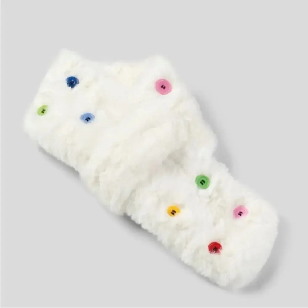 Halara White Faux Fur Decorative Button Scarf Winter One Size